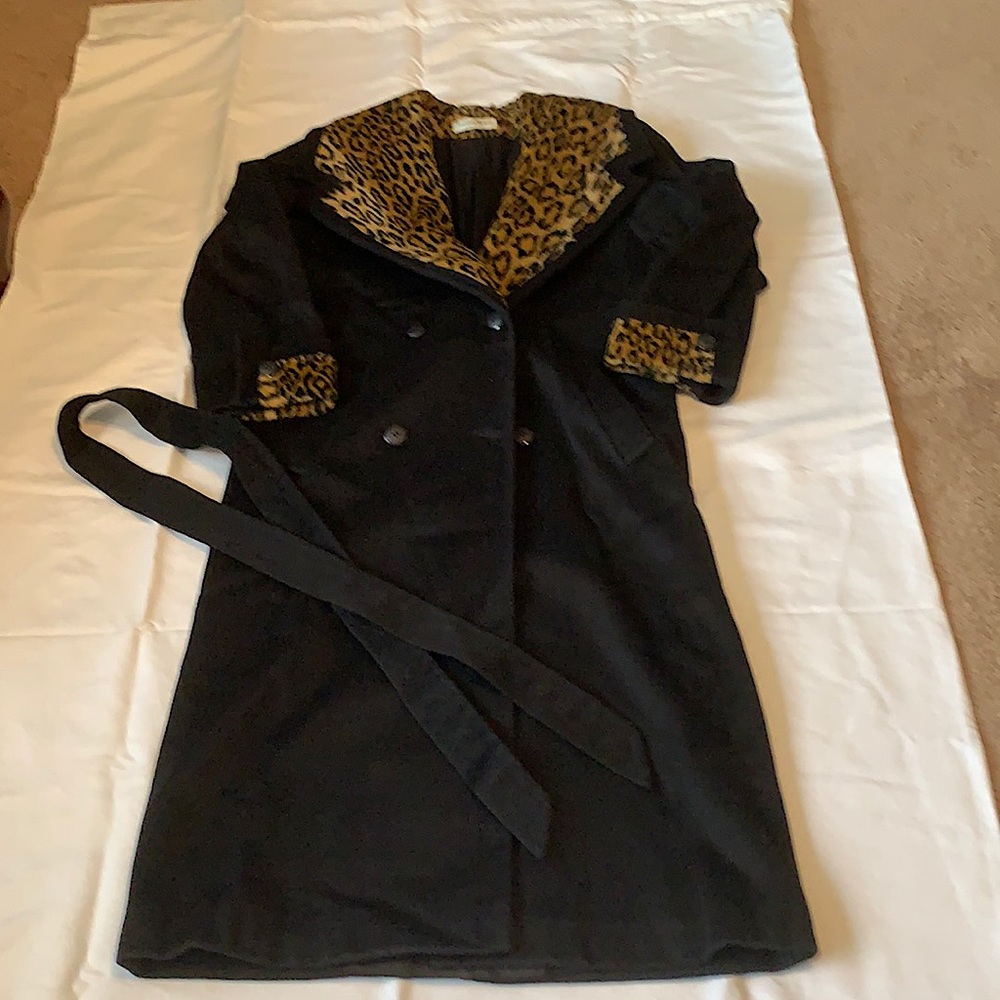 Winter Coat with Leopard Trim size 10